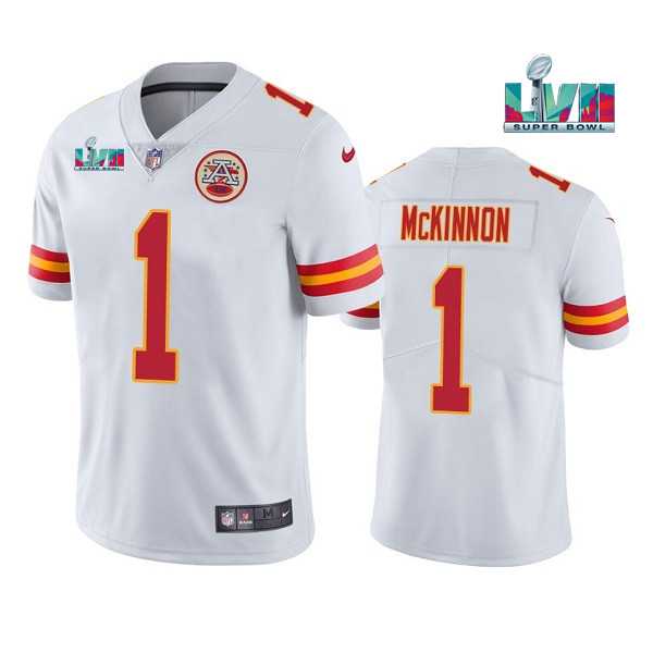 Men & Women & Youth Kansas City Chiefs #1 Jerick McKinnon White Super Bowl LVII Patch Vapor Untouchable Limited Stitched Jersey->philadelphia eagles->NFL Jersey